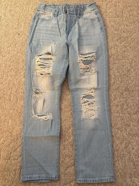 YMI Light Blue Elastic Waist Denim Shorts